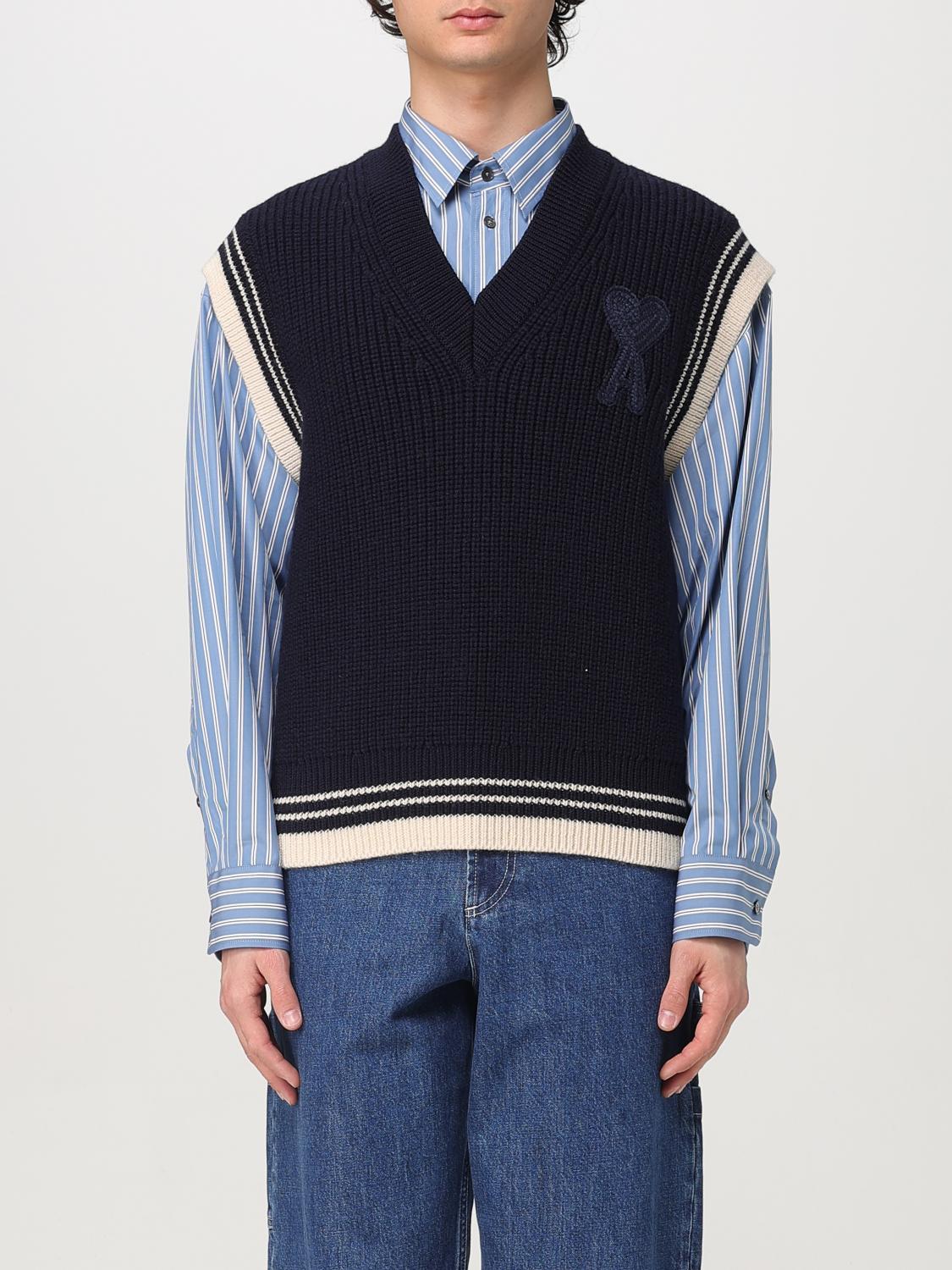 AMI PARIS CHALECO: Jersey hombre Ami Paris, Azul Oscuro - Img 1