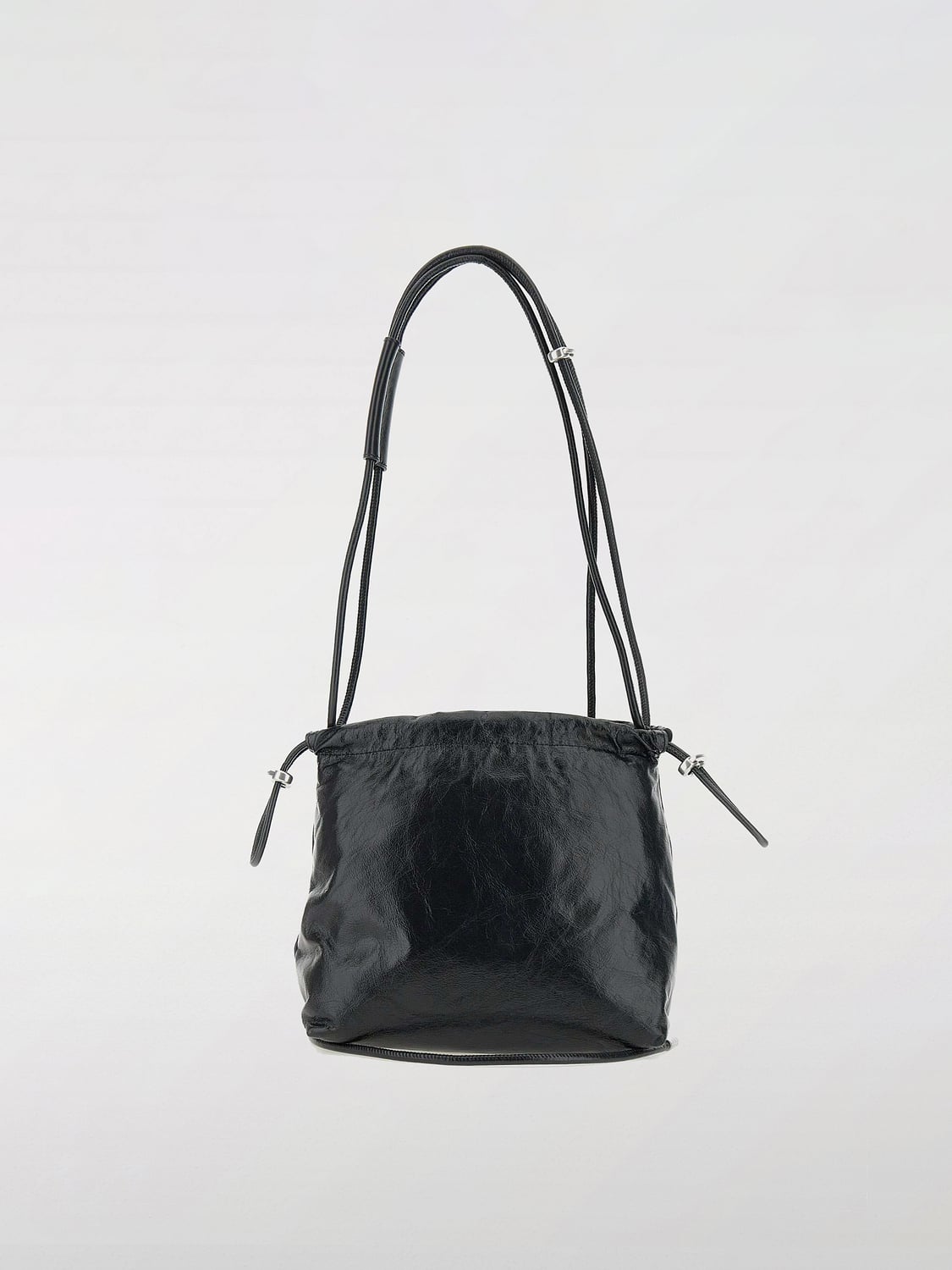 DIESEL BORSA A SPALLA: Borsa Scrunch-D Diesel in pelle increspata , Nero - Img 2
