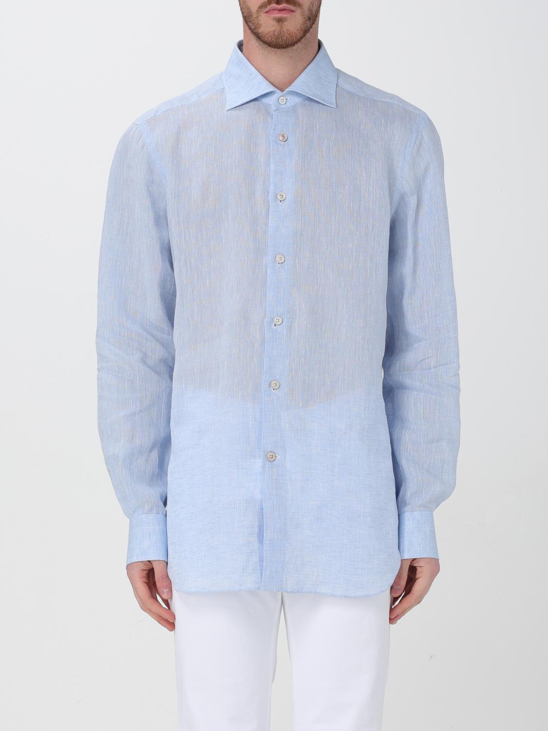 KITON CAMICIA: Camicia Kiton in lino , Blue - Img 1