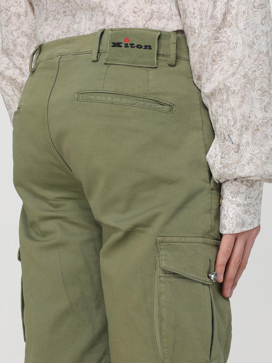 KITON SHORTS: Kiton stretch cotton cargo shorts, Green - Img 5