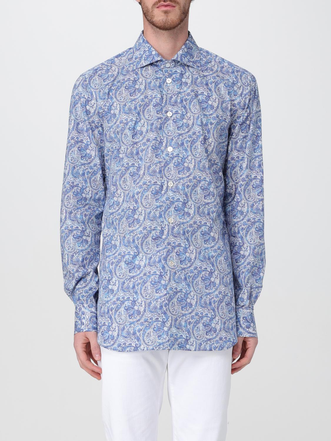KITON CAMICIA: Camicia Kiton in cotone stampato , Blue - Img 1