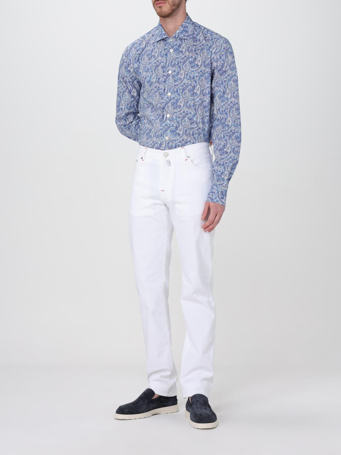KITON CAMICIA: Camicia Kiton in cotone stampato , Blue - Img 2