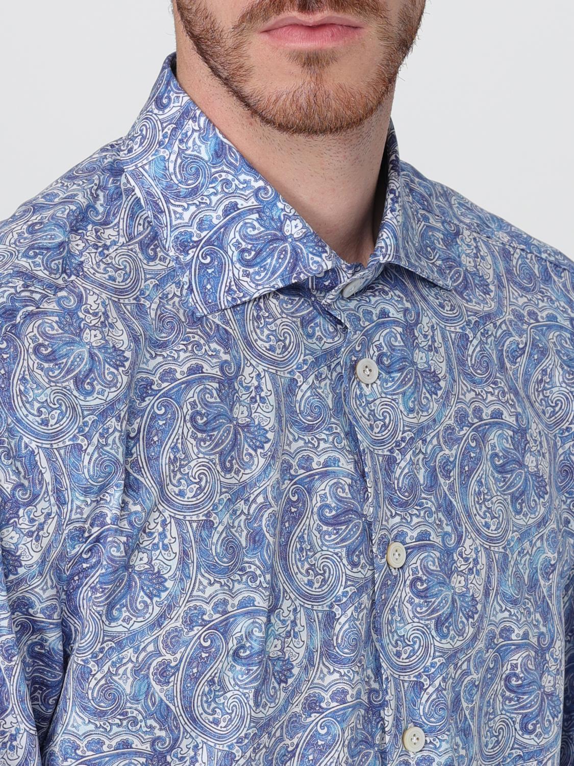 KITON CAMICIA: Camicia Kiton in cotone stampato , Blue - Img 5
