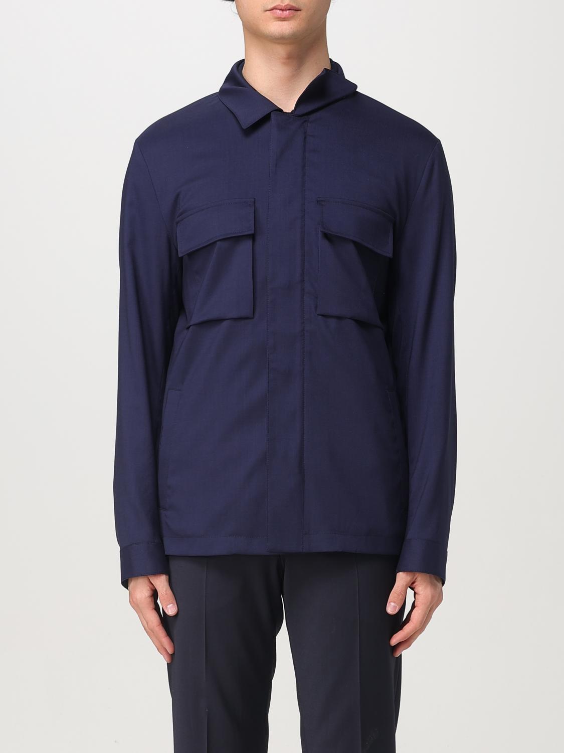 KITON GIACCA: Overshirt Kiton in misto lana , Blue - Img 1