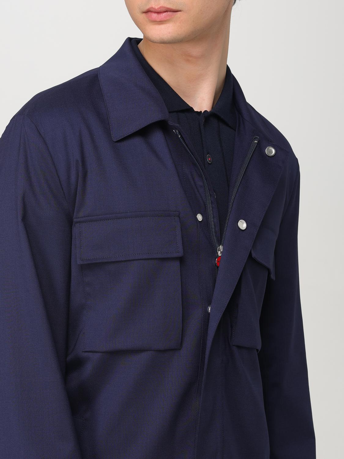 KITON GIACCA: Overshirt Kiton in misto lana , Blue - Img 5