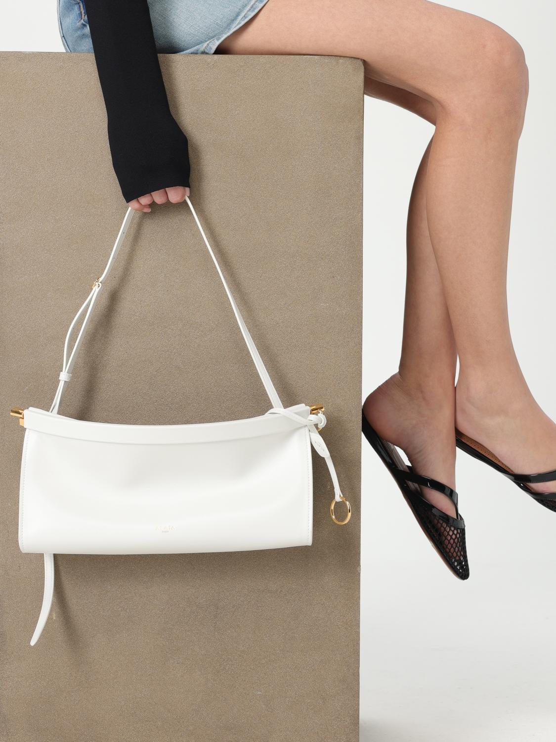 ALAÏA BORSA A SPALLA: Borsa Le Click East West AlaÏa in pelle , Bianco - Img 2