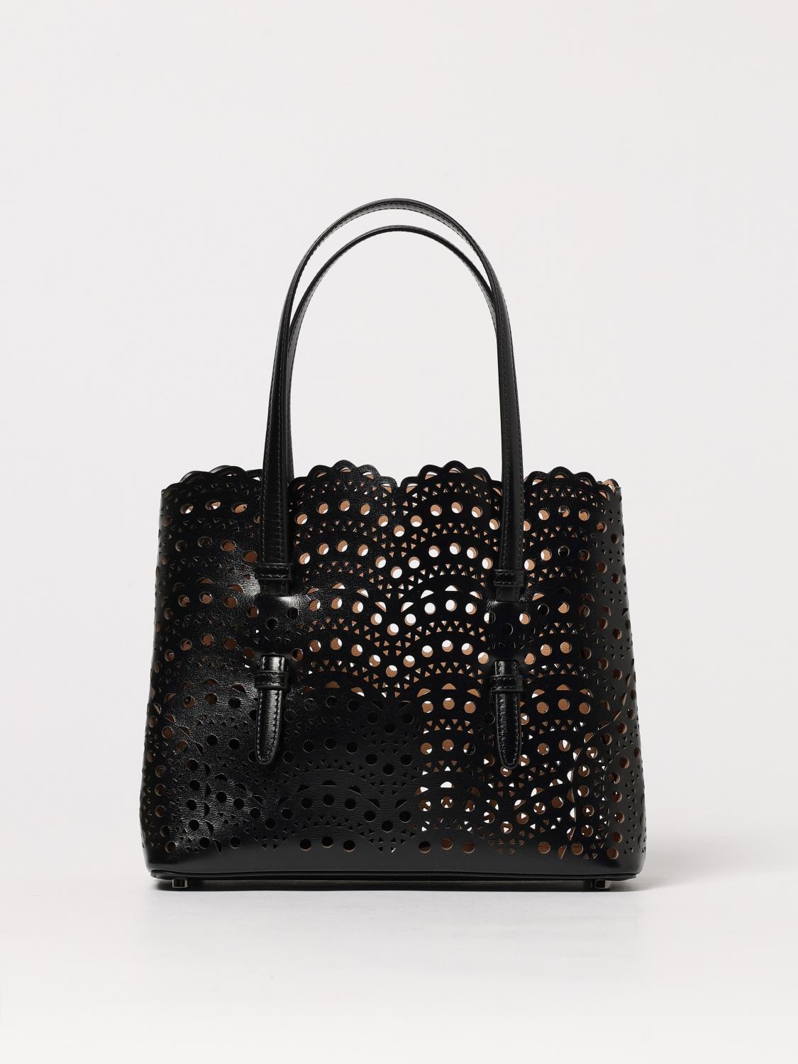 ALAÏA BORSA A MANO: Borsa Mina 25 AlaÏa in pelle traforata Vienne ad onde , Nero - Img 1