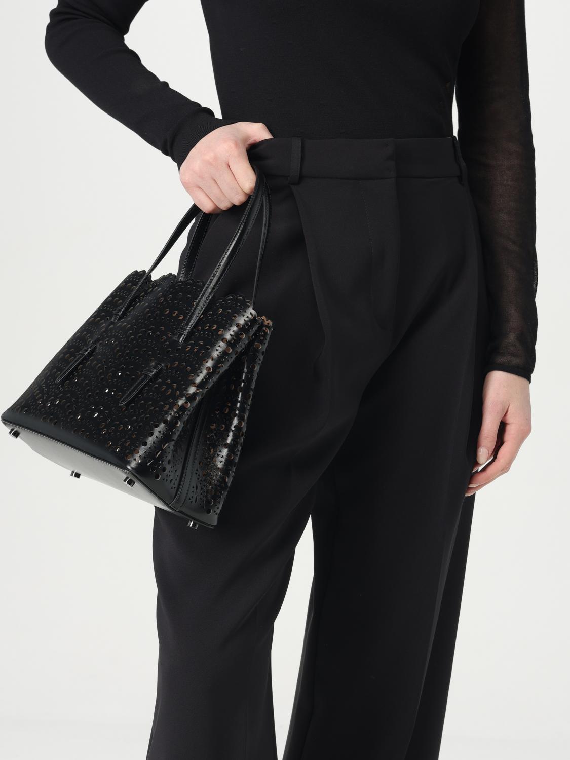 ALAÏA BORSA A MANO: Borsa Mina 25 AlaÏa in pelle traforata Vienne ad onde , Nero - Img 2