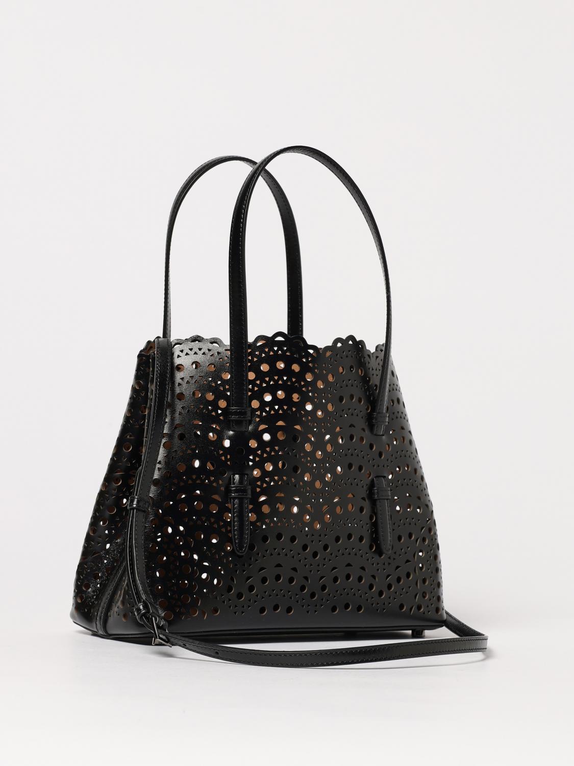 ALAÏA BORSA A MANO: Borsa Mina 25 AlaÏa in pelle traforata Vienne ad onde , Nero - Img 3