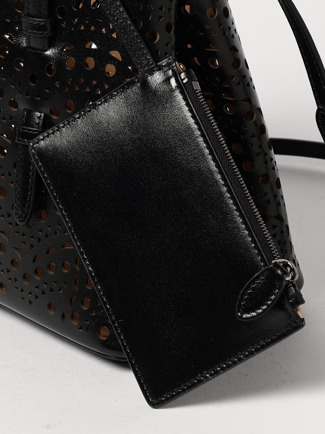 ALAÏA BORSA A MANO: Borsa Mina 25 AlaÏa in pelle traforata Vienne ad onde , Nero - Img 4