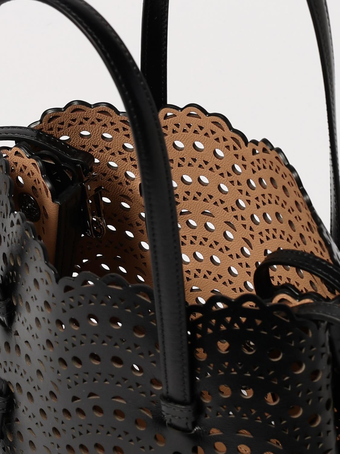 ALAÏA BORSA A MANO: Borsa Mina 25 AlaÏa in pelle traforata Vienne ad onde , Nero - Img 5