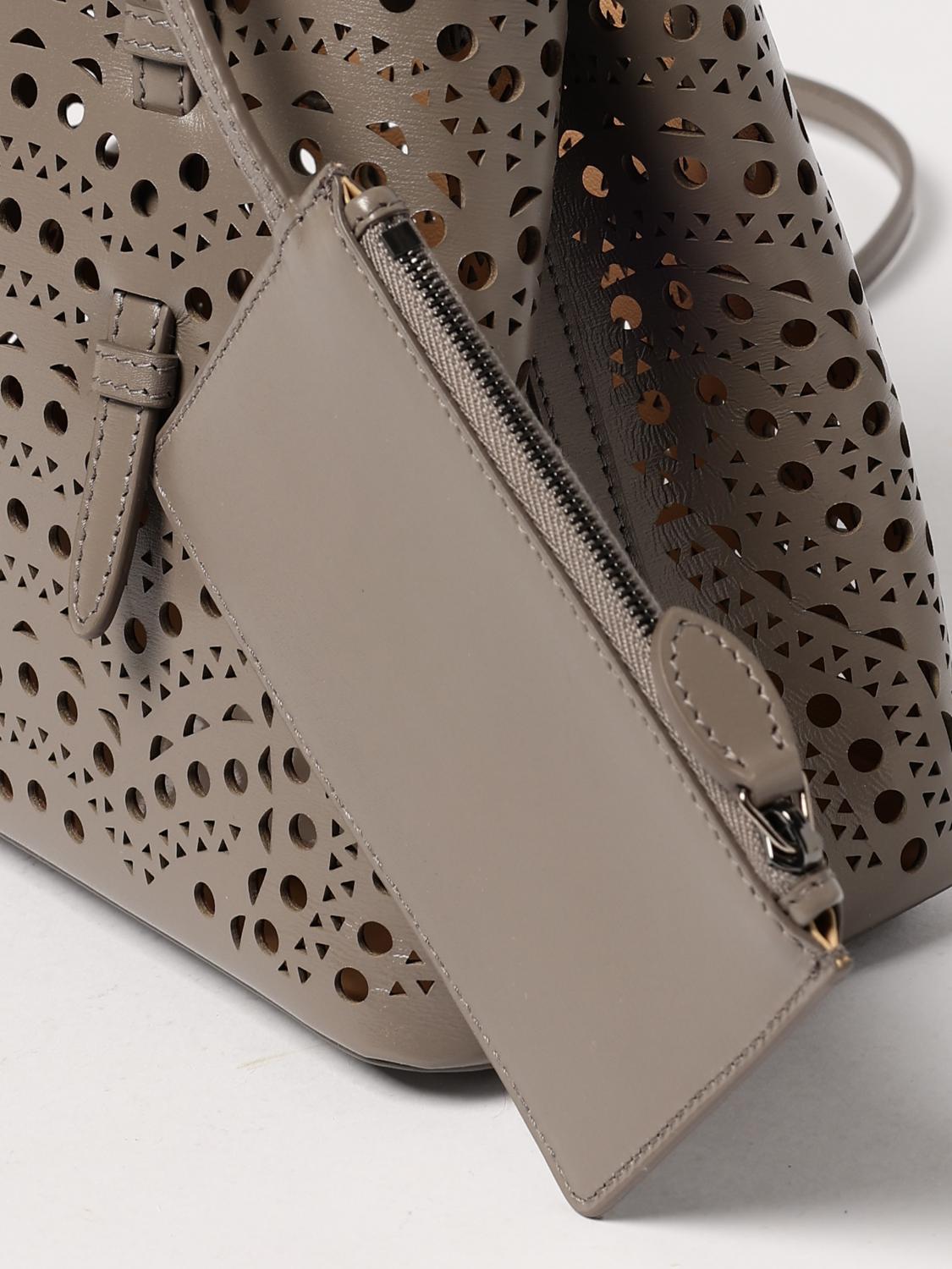 ALAÏA BORSA A MANO: Borsa Mina 25 AlaÏa in pelle traforata Vienne ad onde , Grigio - Img 4