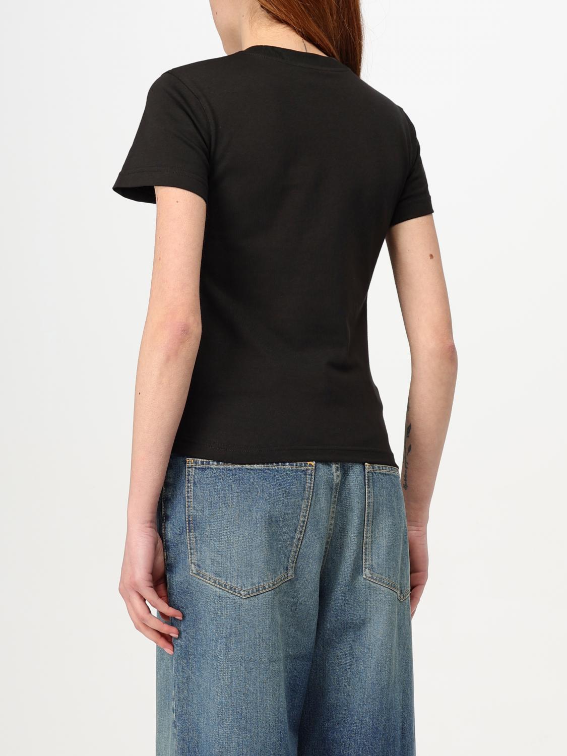 ALAÏA CAMISETA: Camiseta básica de algodón elástico AlaÏa, Negro - Img 3