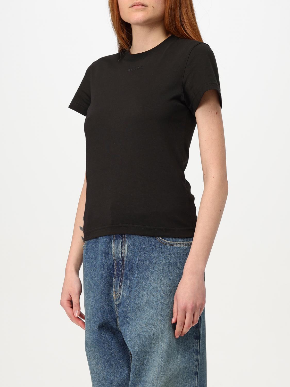 ALAÏA CAMISETA: Camiseta básica de algodón elástico AlaÏa, Negro - Img 4