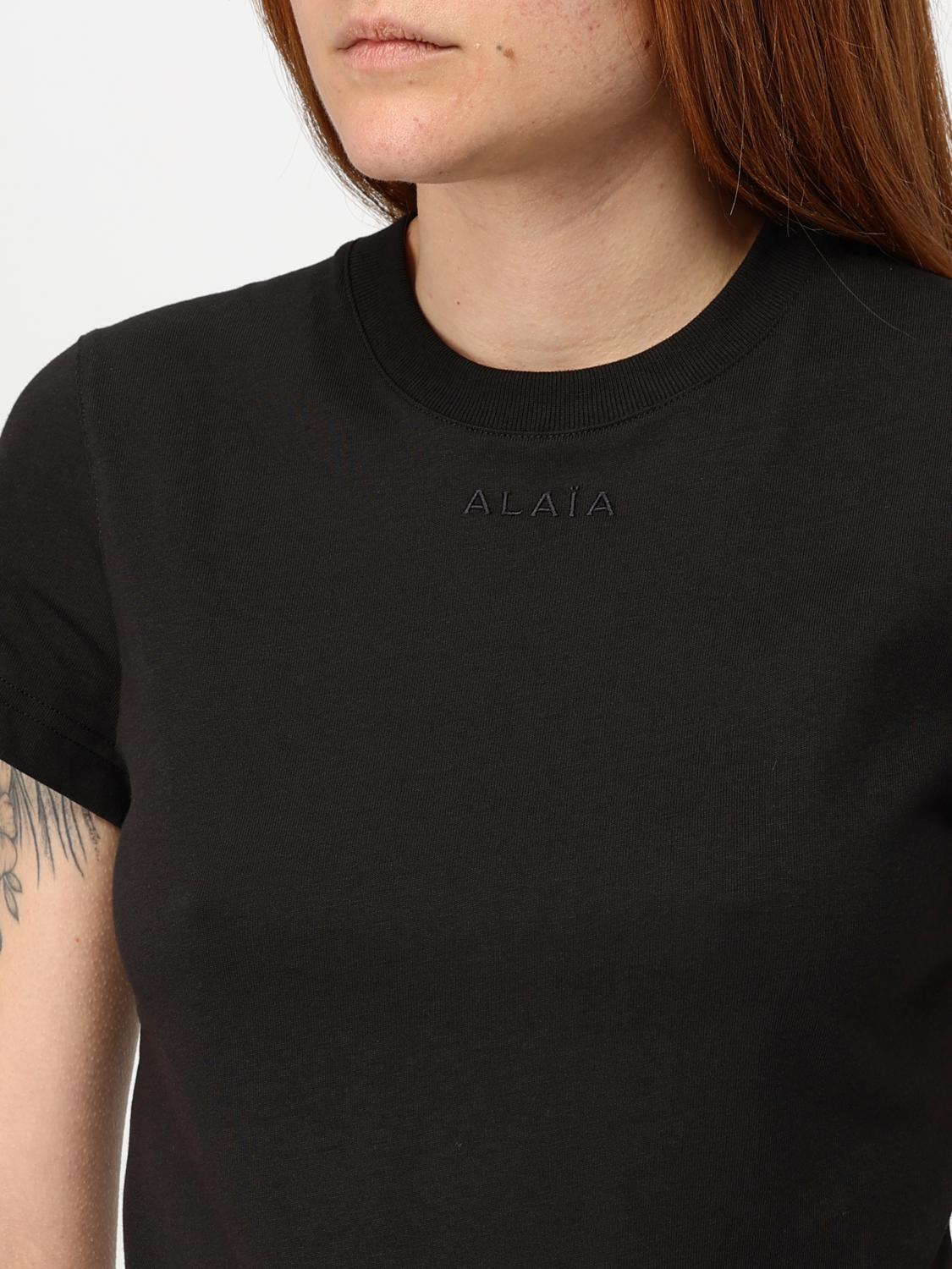 ALAÏA CAMISETA: Camiseta básica de algodón elástico AlaÏa, Negro - Img 5
