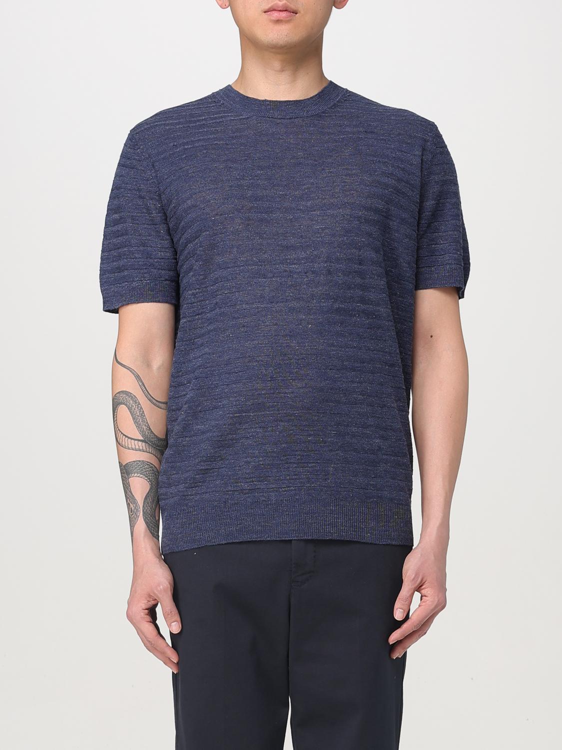CORNELIANI T-SHIRT: Corneliani silk and linen t-shirt, Blue - Img 1