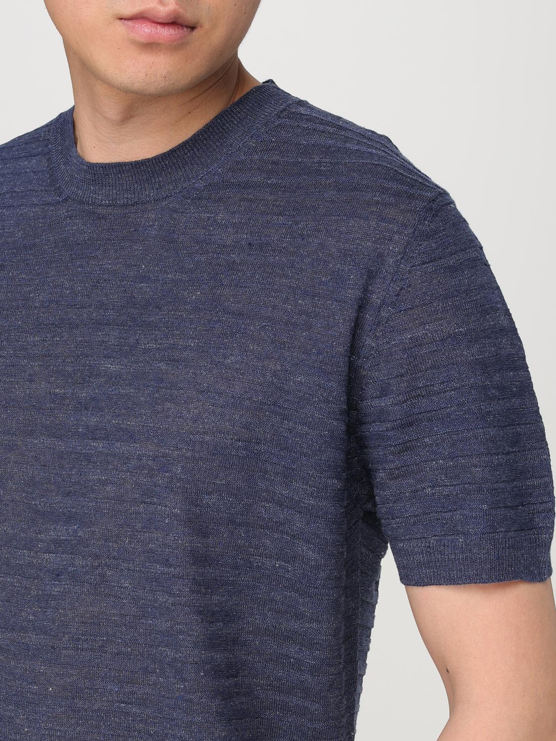 CORNELIANI T-SHIRT: Corneliani silk and linen t-shirt, Blue - Img 3