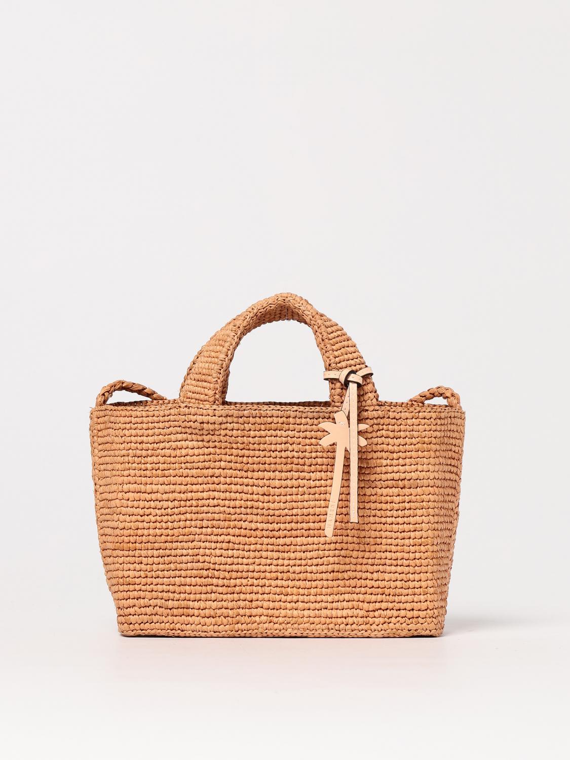 MANEBI BORSA MINI: Borsa Sunset Mini Manebi in rafia , Arancione - Img 1