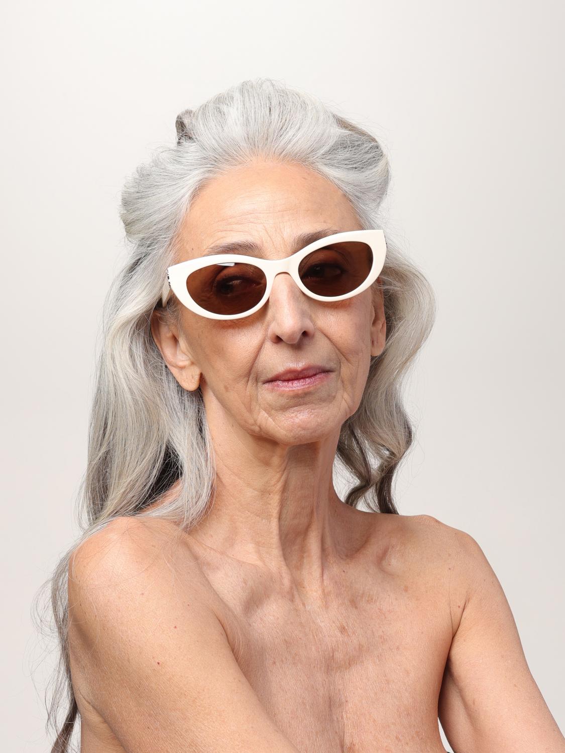 SAINT LAURENT SUNGLASSES: SLM115 Cat-Eye Sunglasses Saint Laurent, Yellow Cream - Img 2