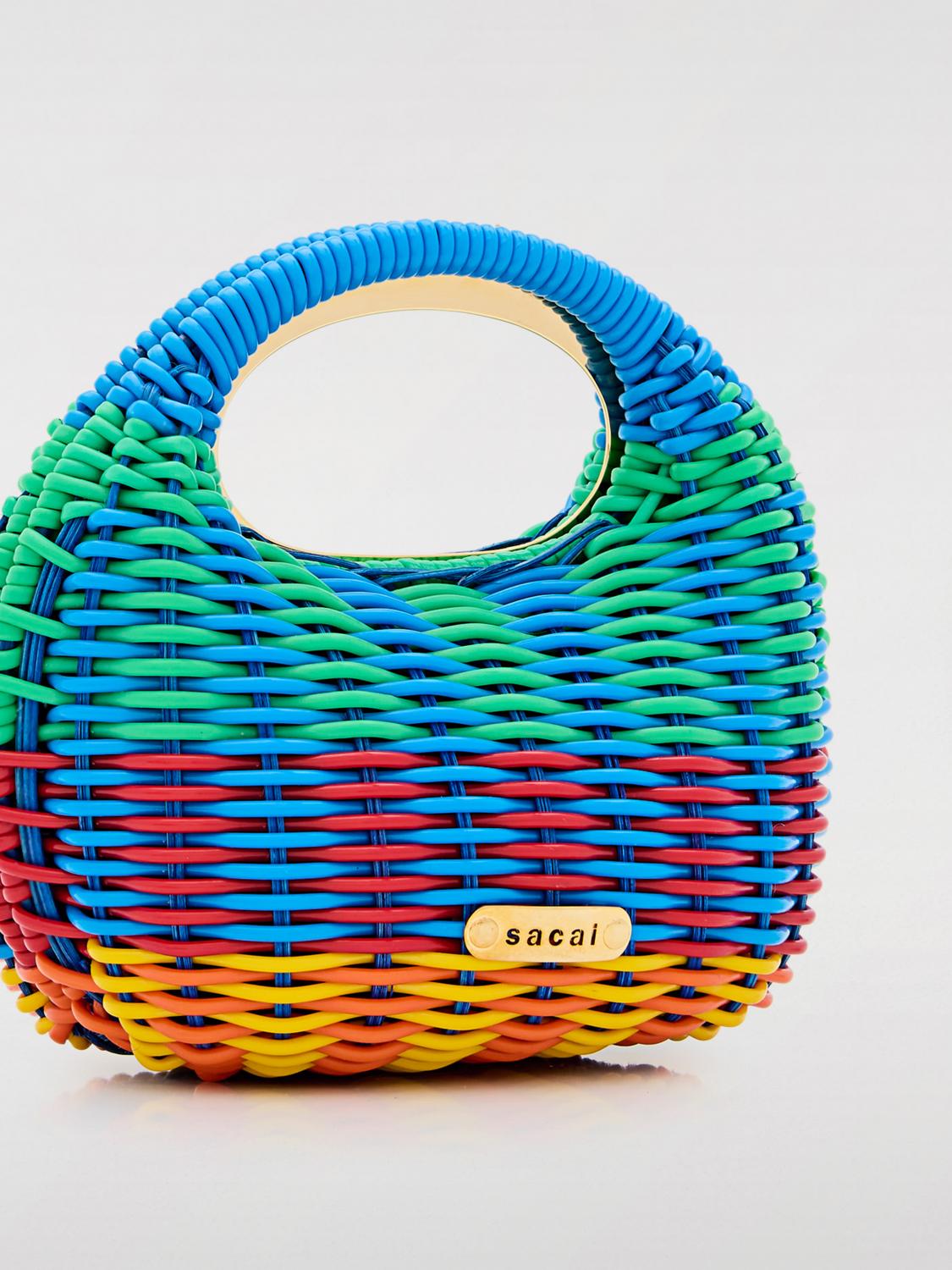 SACAI BORSA MINI: Borsa Sacai in pvc multicolor intrecciato , Fantasia - Img 4