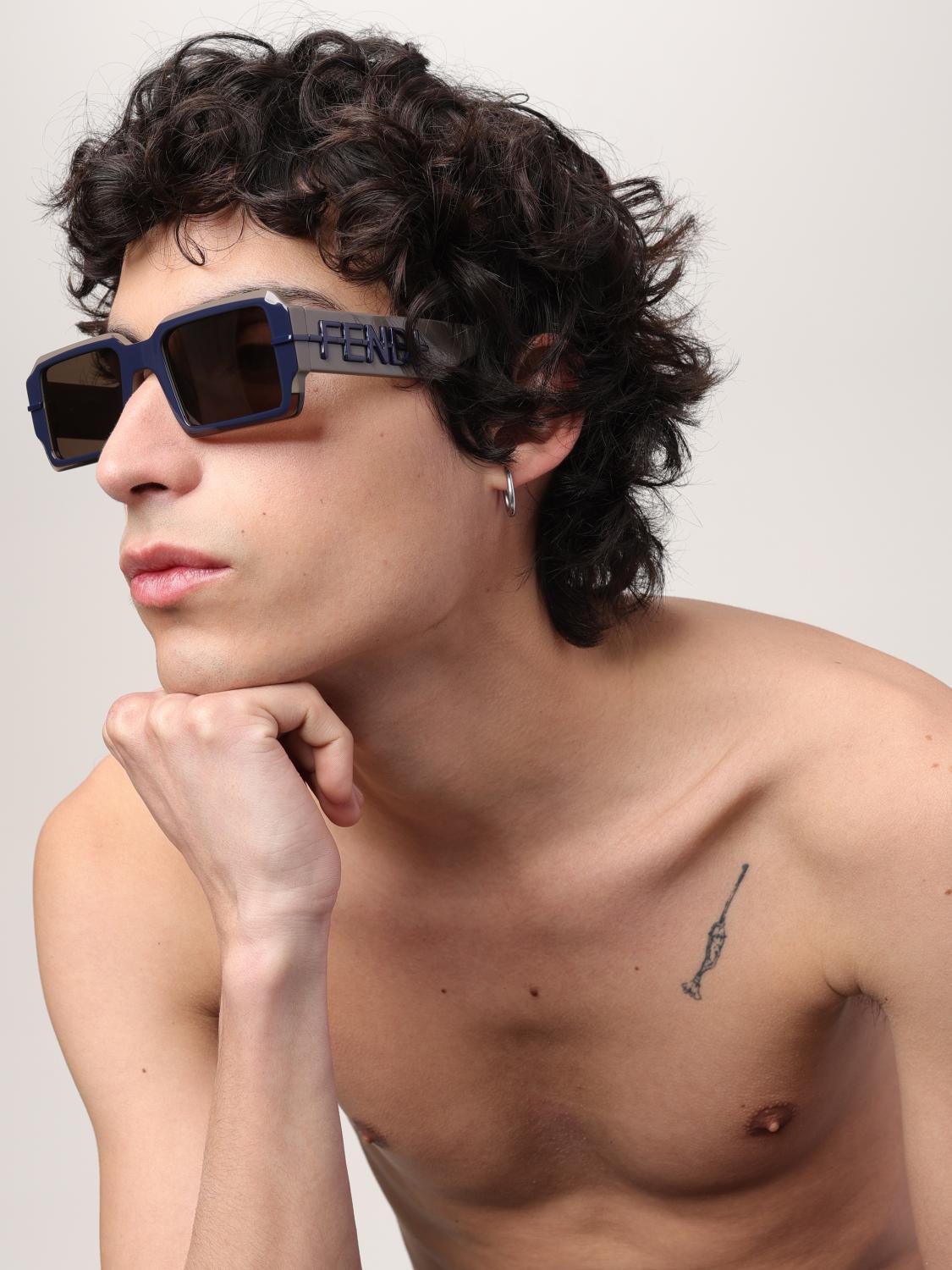 FENDI SUNGLASSES: Sunglasses men Fendi, Brown - Img 2