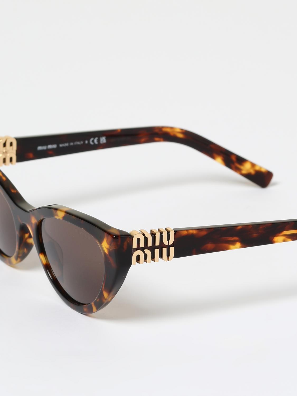 MIU MIU OCCHIALI DA SOLE: Occhiali da sole in acetato Miu Miu, Marrone - Img 5