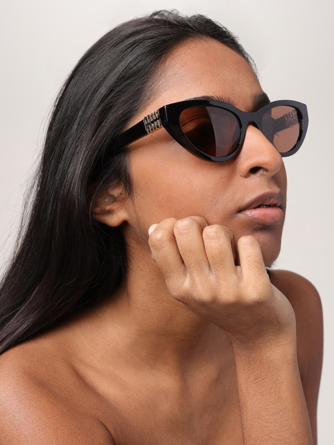 MIU MIU OCCHIALI DA SOLE: Occhiali da sole in acetato Miu Miu, Nero 1 - Img 2