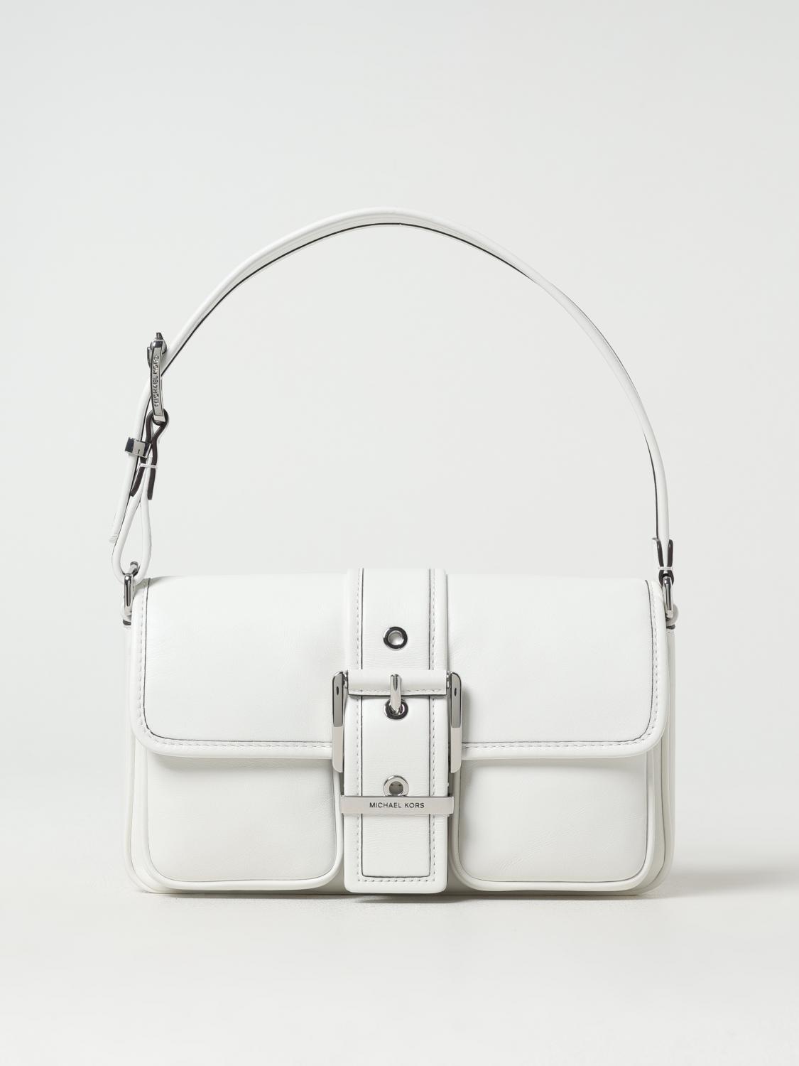 MICHAEL KORS BORSA A SPALLA: Borsa Colby Michael Kors in pelle , Bianco - Img 1