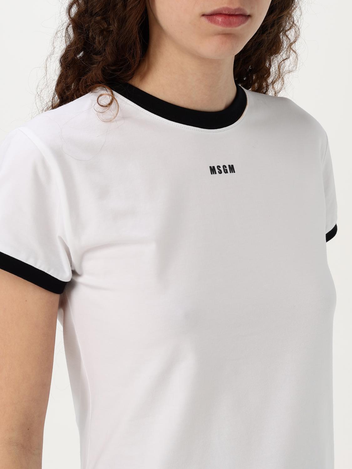 MSGM T-SHIRTS: T-shirt in cotone con mini logo MSGM, Bianco - Img 3