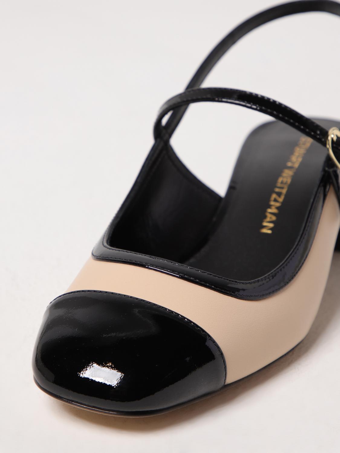 STUART WEITZMAN PUMPS: Slingbacks aus Leder und Lackleder Stuart Weitzman, Schwarz - Img 4