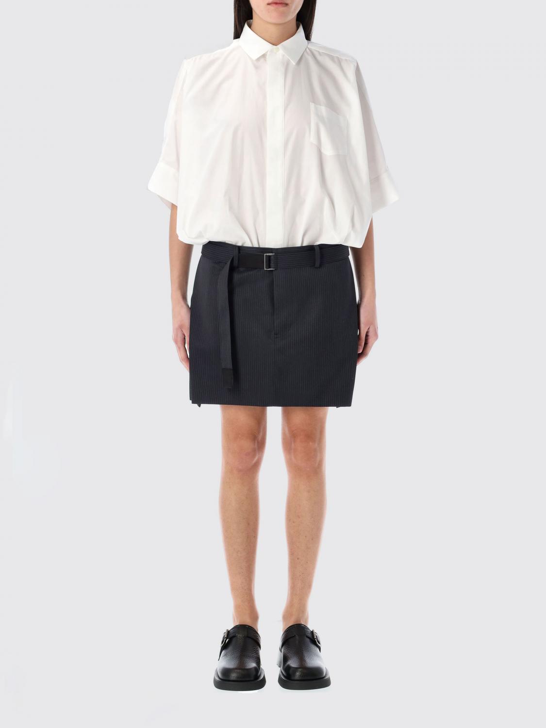 SACAI ABITO: Abito chemisier Sacai in cotone e lana , Nero - Img 1