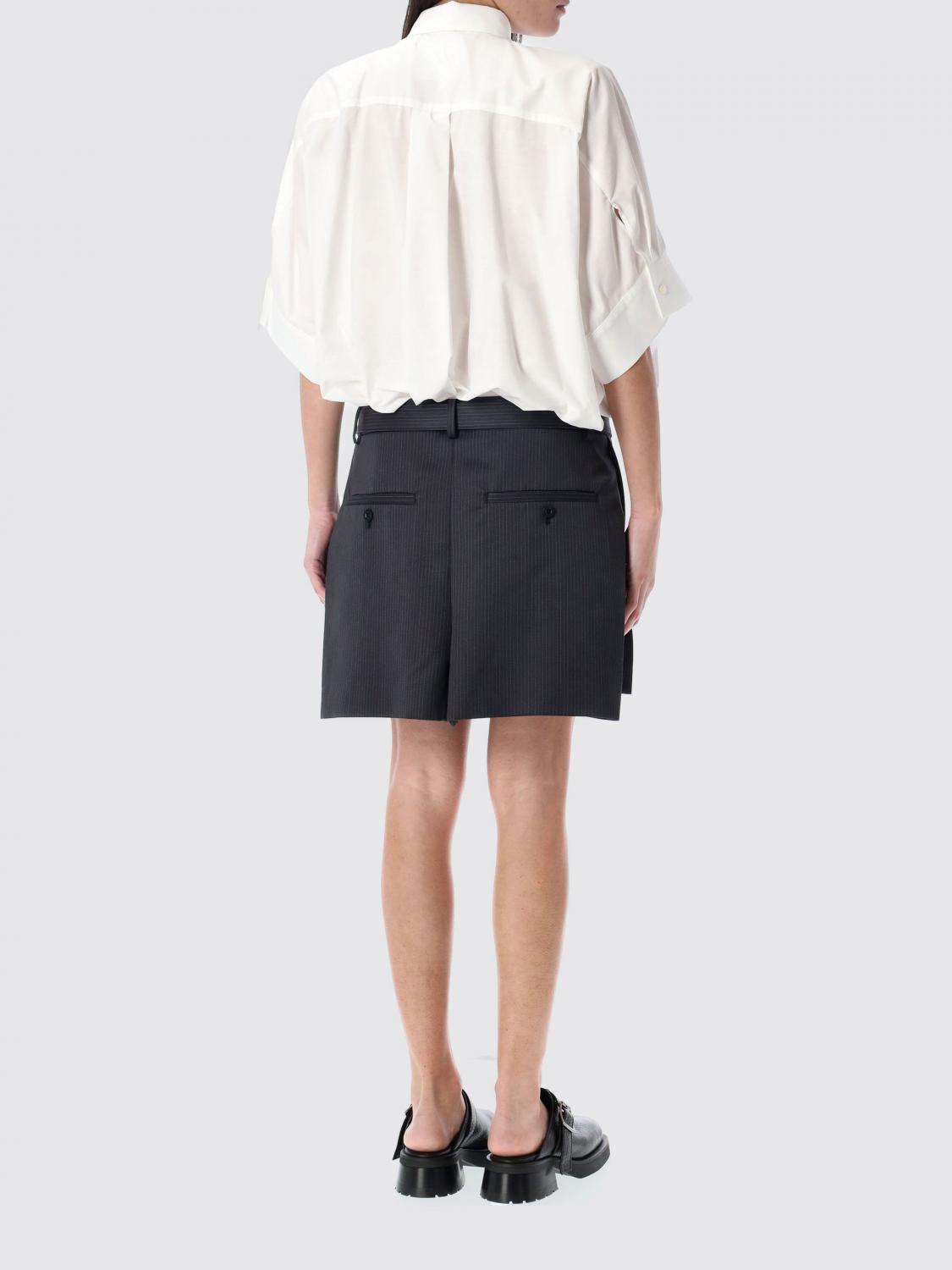 SACAI ABITO: Abito chemisier Sacai in cotone e lana , Nero - Img 2