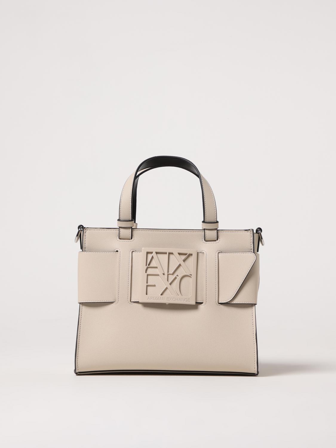 ARMANI EXCHANGE BORSA A MANO: Borsa Armani Exchange in pelle sintetica a grana , Beige - Img 1