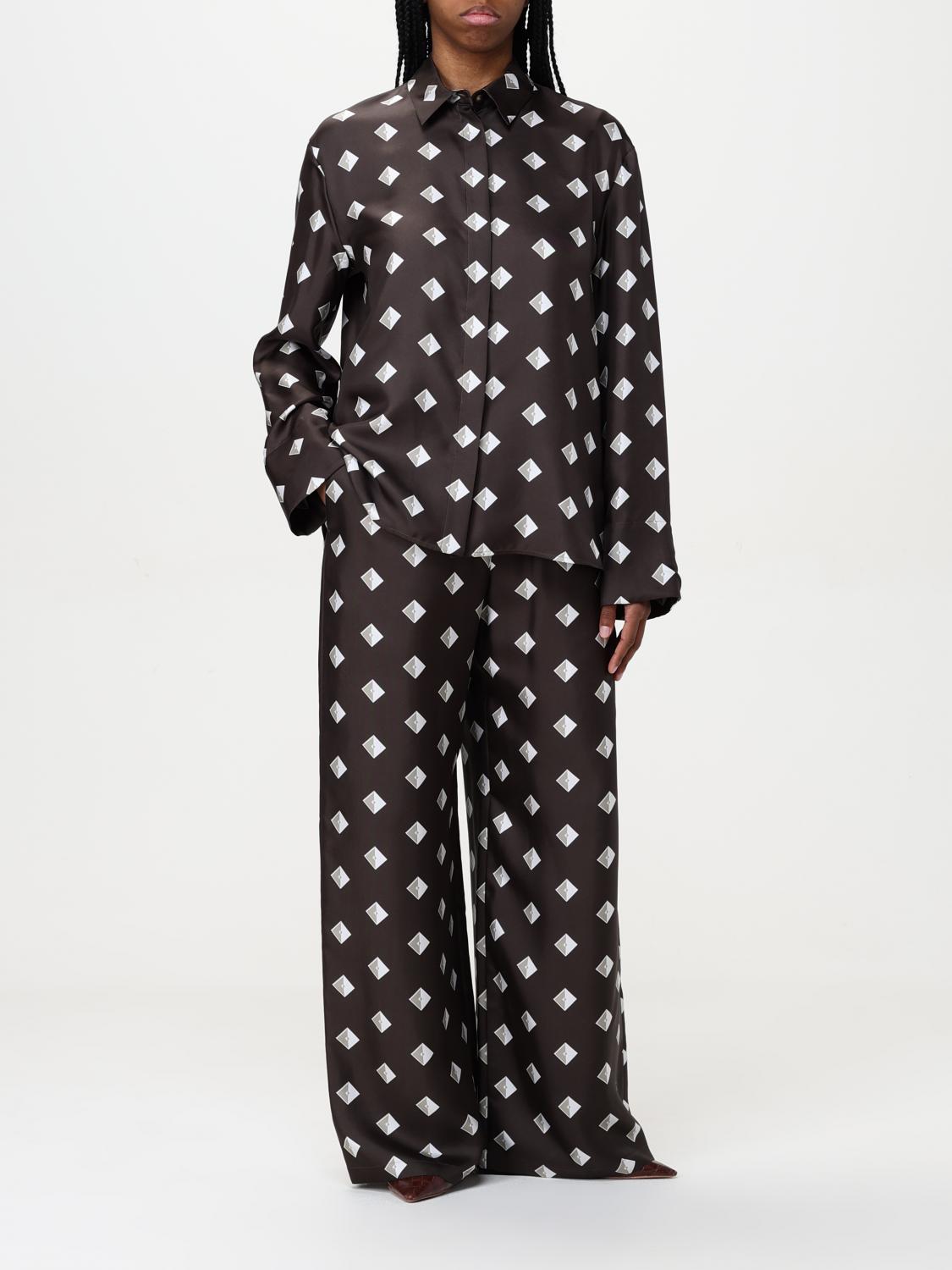 MAX MARA CAMICIA: Camicia Max Mara in twill di seta con stampa geometrica, Marrone - Img 2