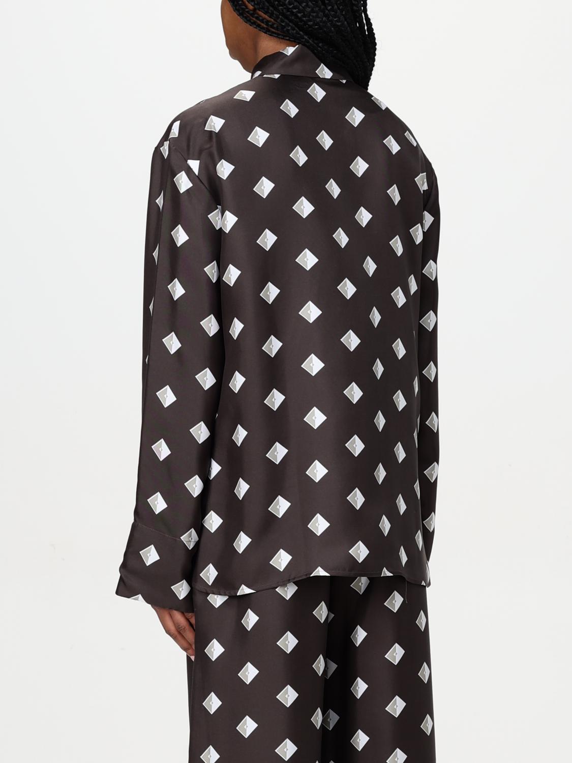 MAX MARA CAMICIA: Camicia Max Mara in twill di seta con stampa geometrica, Marrone - Img 3