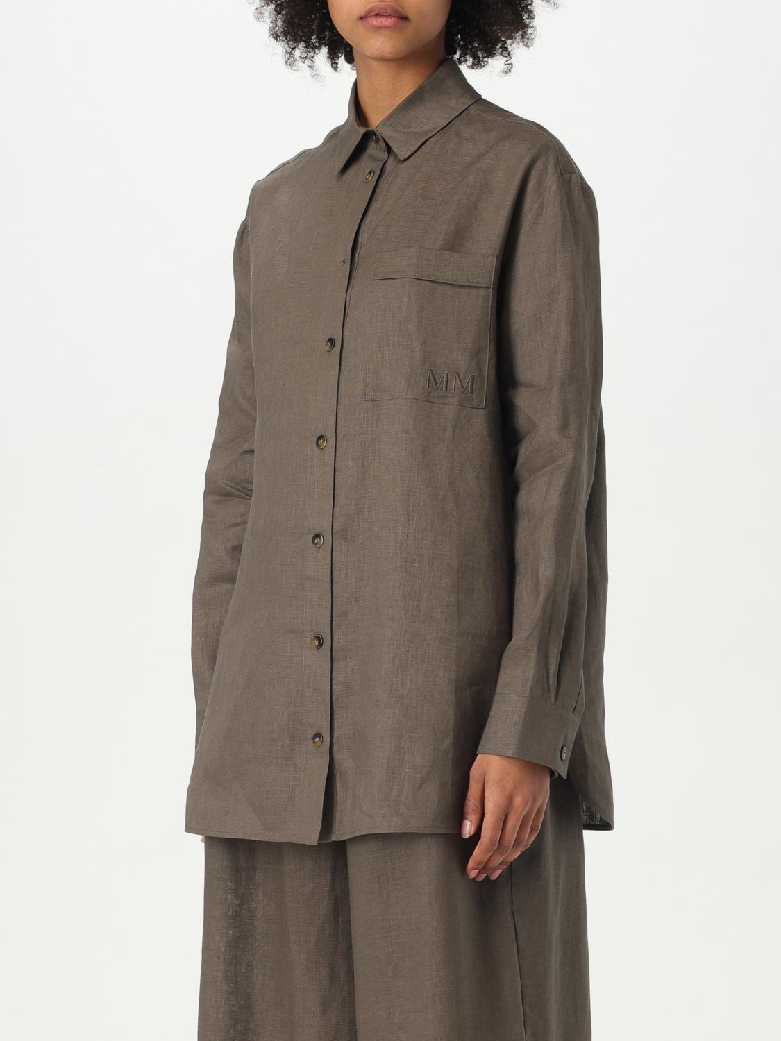 MAX MARA CAMICIA: Camicia classica Max Mara in lino , Verde - Img 4