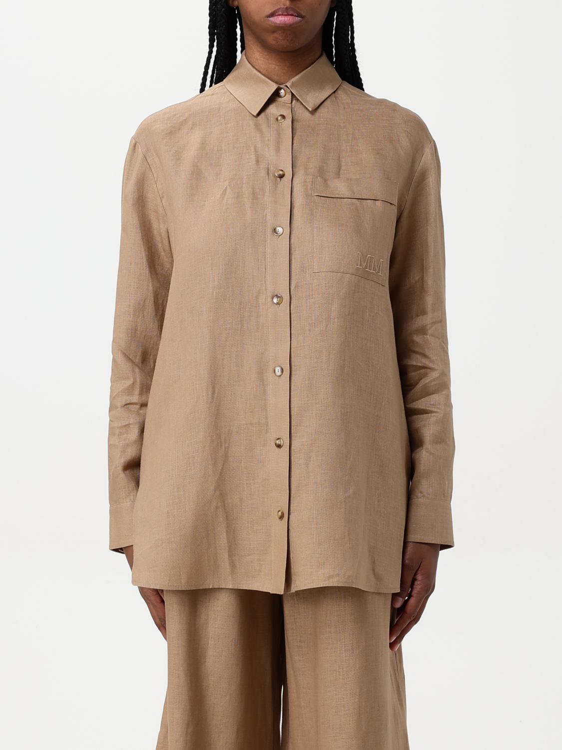 MAX MARA CAMICIA: Camicia classica Max Mara in lino , Cammello - Img 1