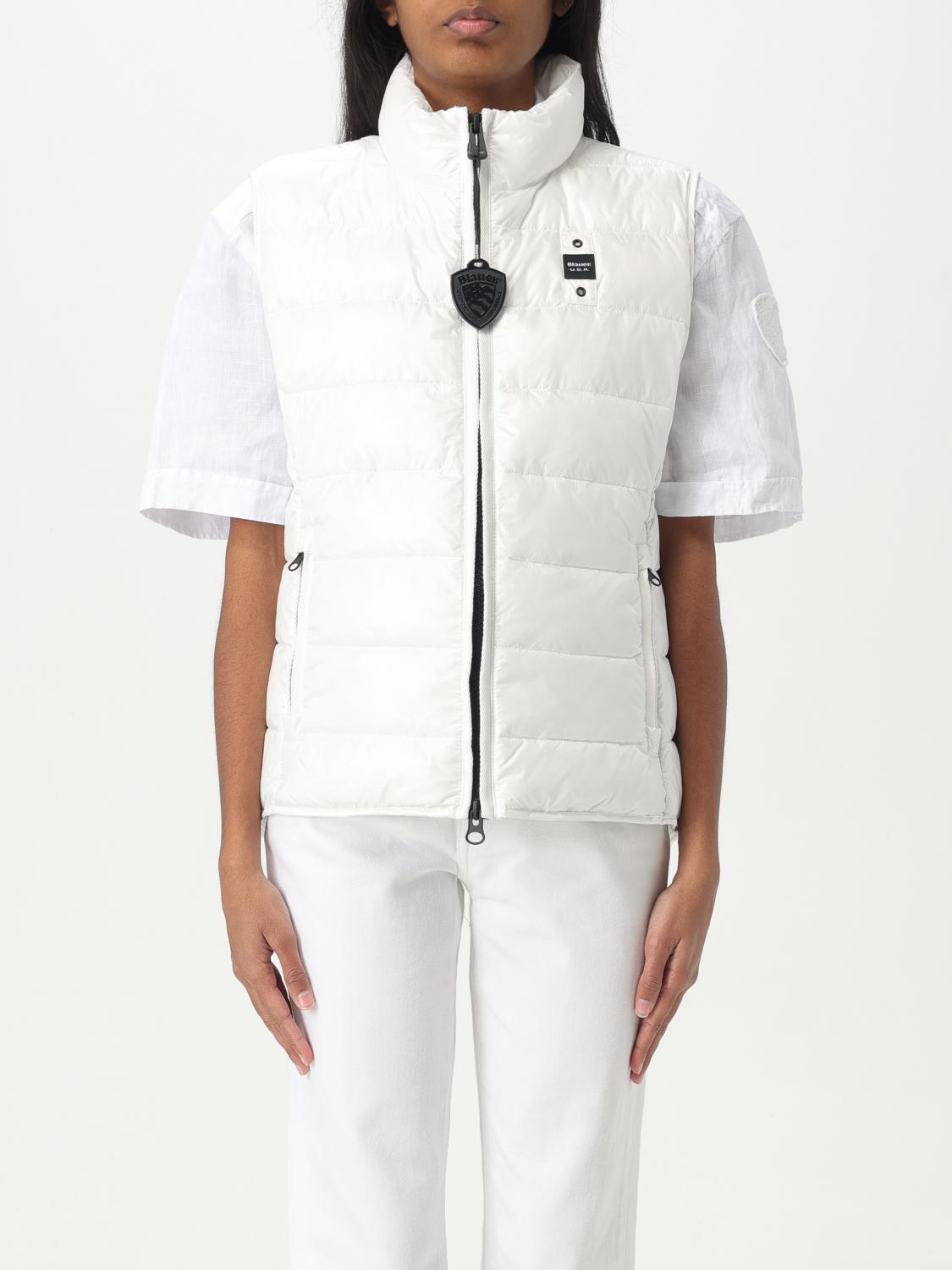 BLAUER GILET: Gilet in nylon imbottito con logo Blauer , Bianco - Img 1