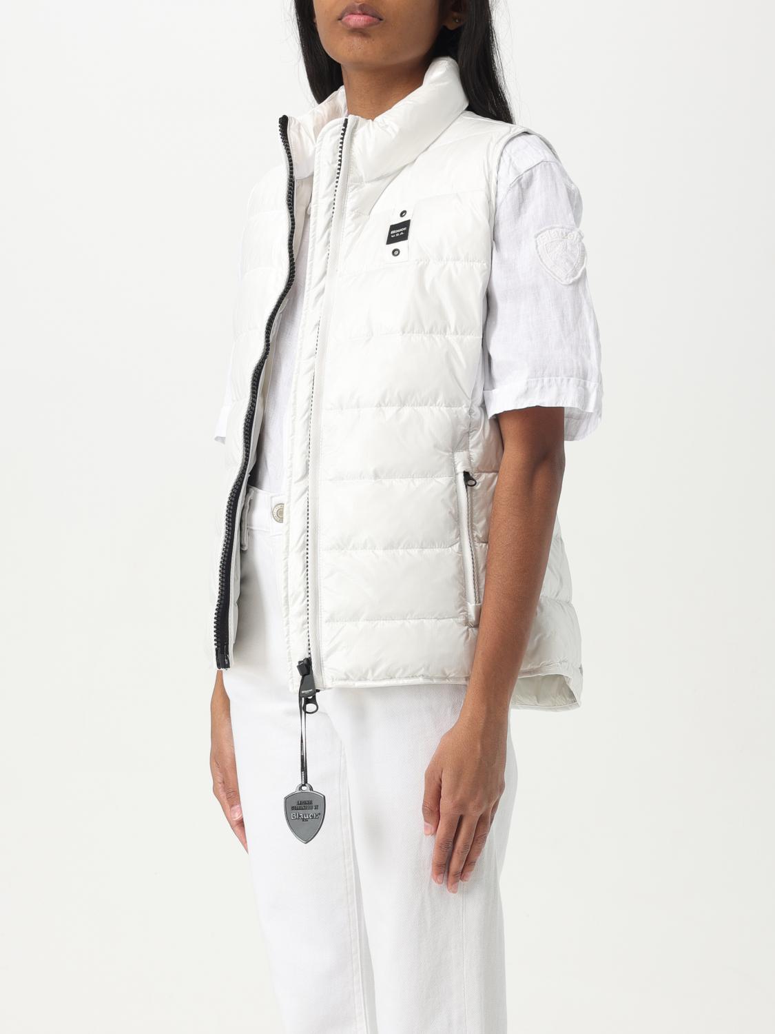 BLAUER GILET: Gilet in nylon imbottito con logo Blauer , Bianco - Img 3