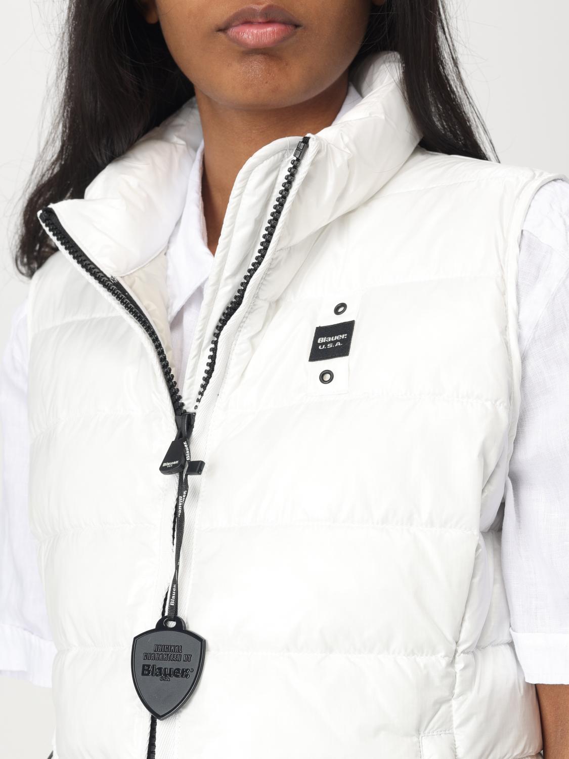 BLAUER GILET: Gilet in nylon imbottito con logo Blauer , Bianco - Img 4