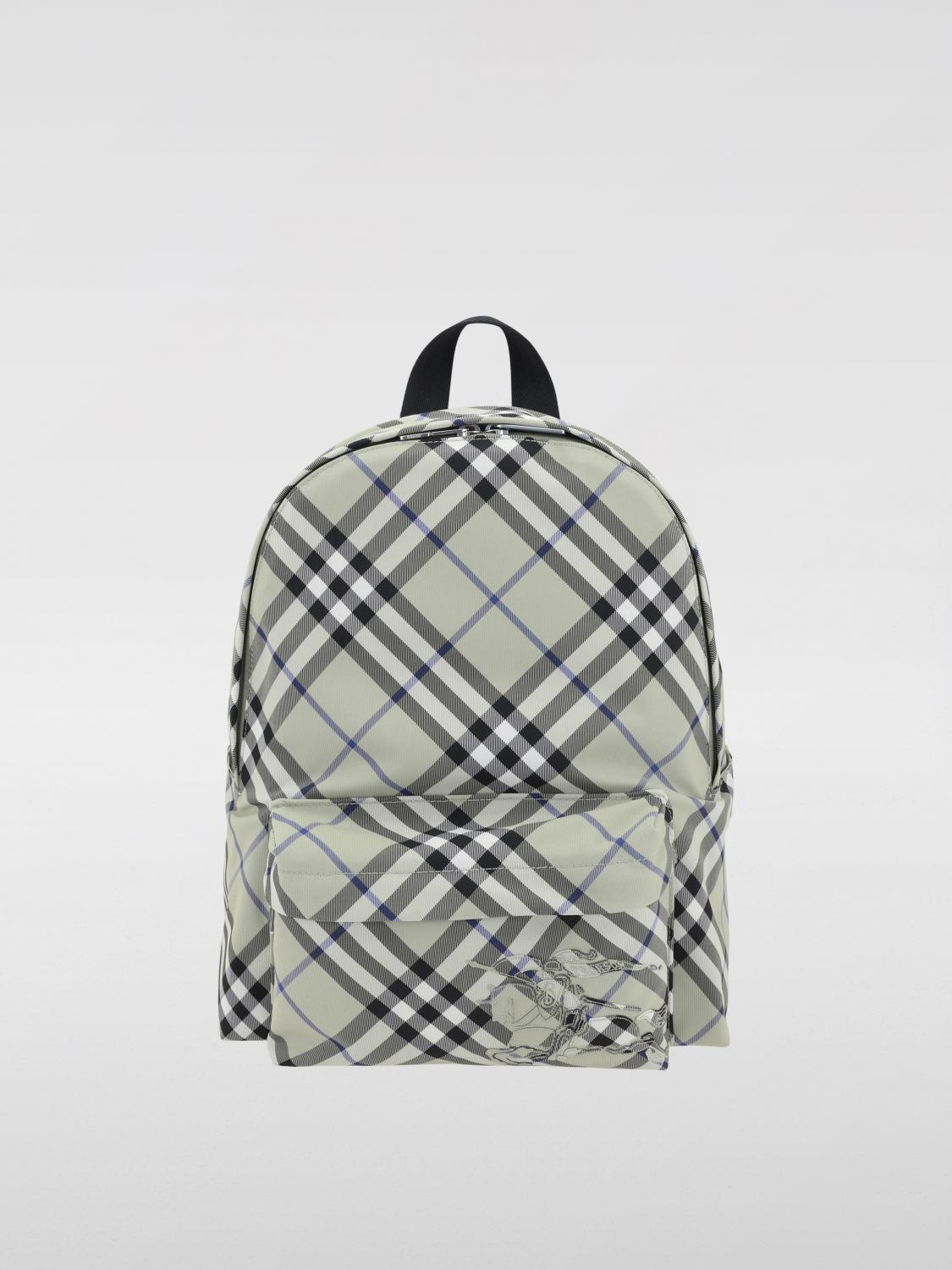 BURBERRY ZAINO: Zaino Check Burberry in nylon stampato , Verde - Img 1