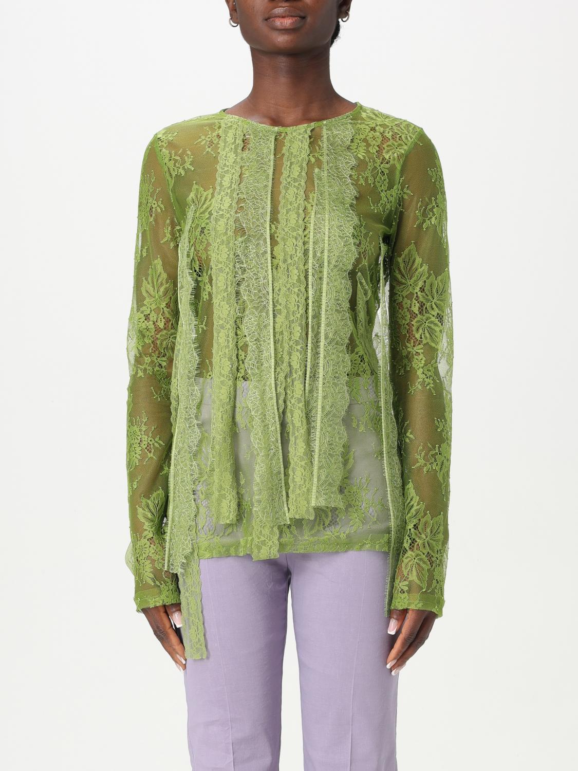PINKO TOP: Blusa Pinko in pizzo , Verde - Img 1