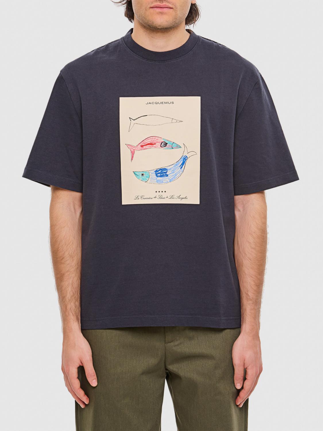 JACQUEMUS T-SHIRT: T-shirt in cotone stampata Jacquemus, Blue - Img 1