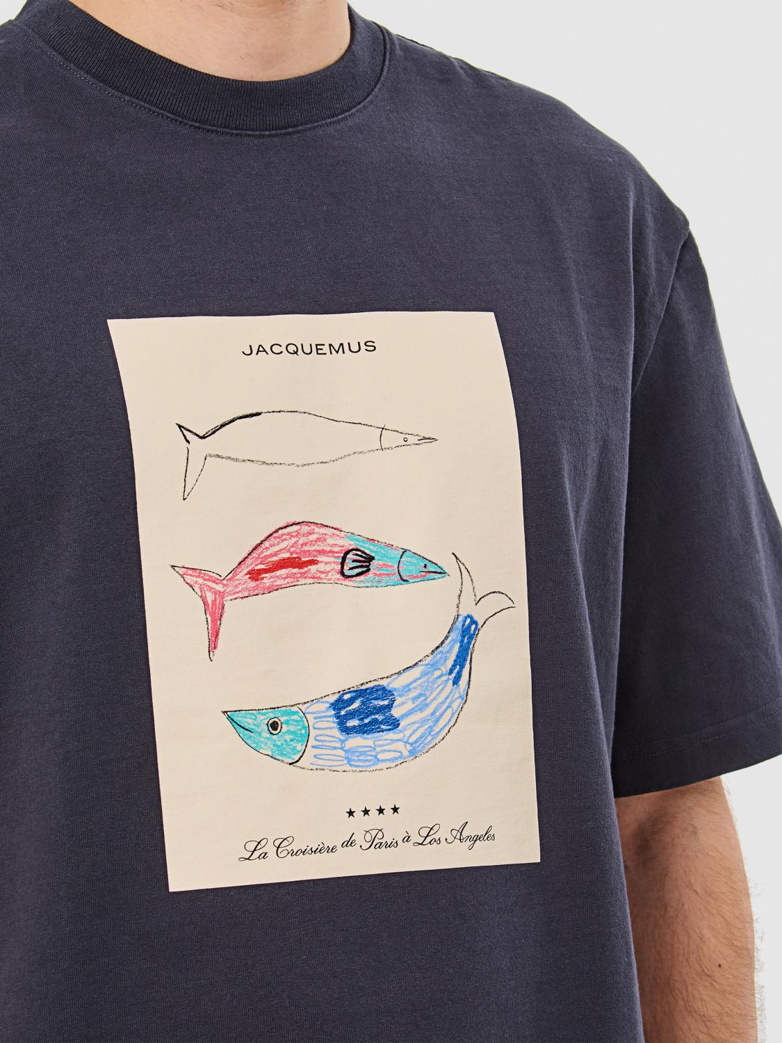 JACQUEMUS T-SHIRT: T-shirt in cotone stampata Jacquemus, Blue - Img 4