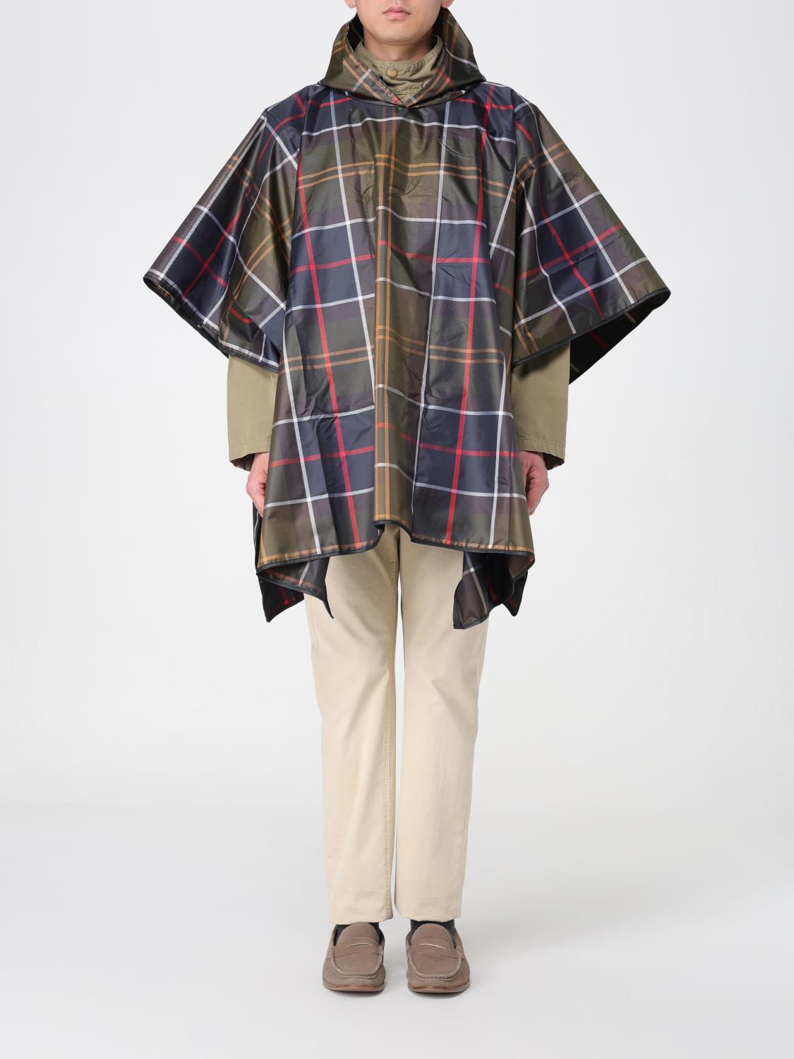 BARBOUR GIACCA: Poncho Barbour in nylon con fantasia check , Blue - Img 1