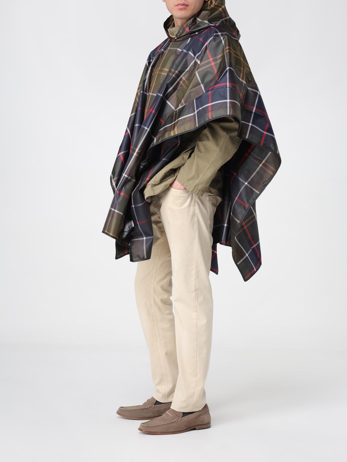 BARBOUR GIACCA: Poncho Barbour in nylon con fantasia check , Blue - Img 2