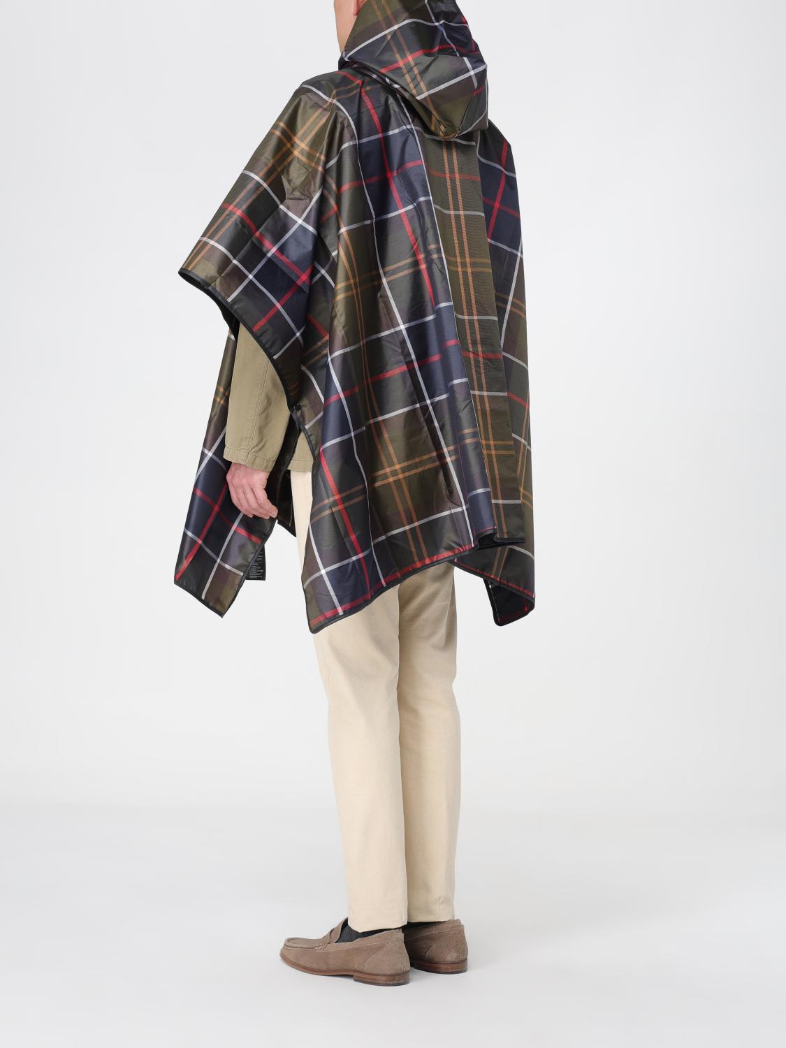 BARBOUR GIACCA: Poncho Barbour in nylon con fantasia check , Blue - Img 3