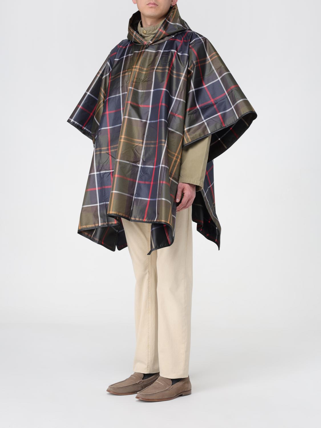 BARBOUR GIACCA: Poncho Barbour in nylon con fantasia check , Blue - Img 4