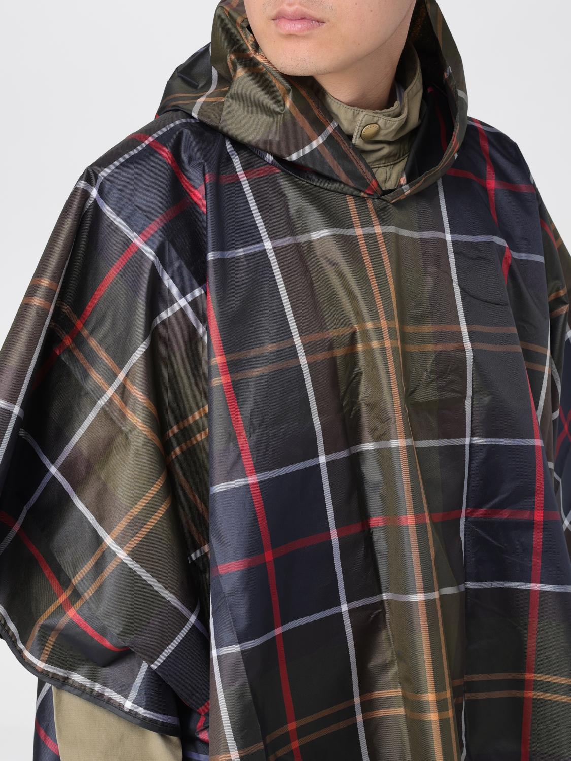 BARBOUR GIACCA: Poncho Barbour in nylon con fantasia check , Blue - Img 5