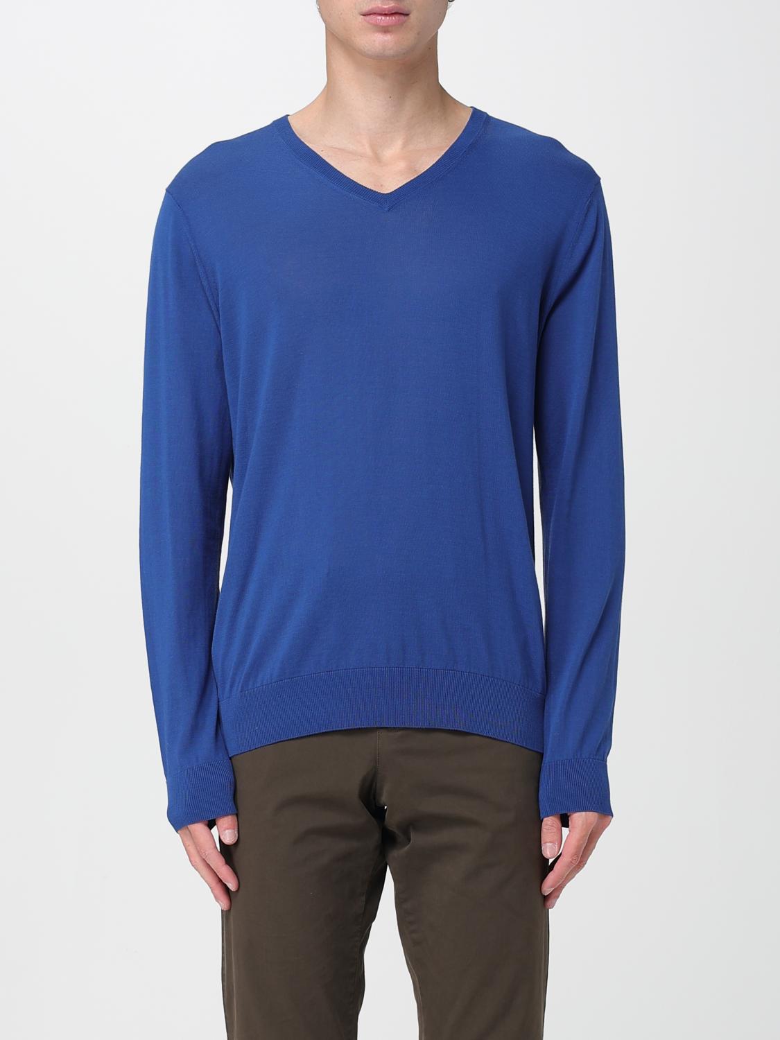 BALLANTYNE PULLOVER: Basic Baumwoll V-Ausschnitt Pullover Ballantyne, Blau - Img 1